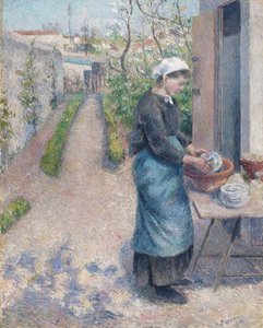 En el Jardín de Pontoise: Una Joven Lavando Platos, 1882